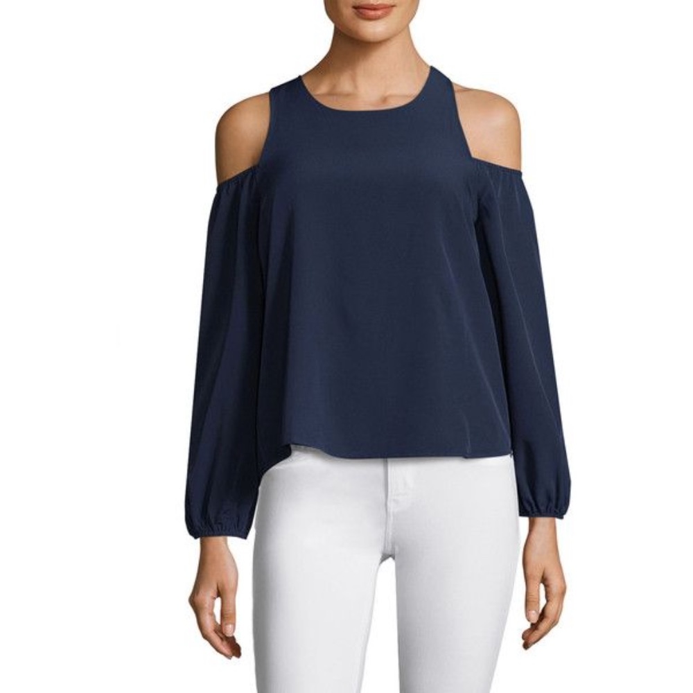 Lucca Couture Navy Cold Shoulder Top XS